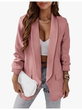 Pretty Harden Women's Rose Pink Open-Front Blazer Jacket NWT size Medium